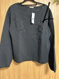 GU エンブロイダリープルオーバー長袖　黒ブラック Lサイズ