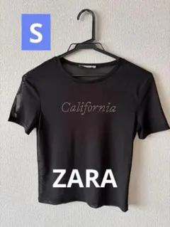 未使用ZARA ブラック California ストーン刺繍 Tシャツ Sのサムネイル