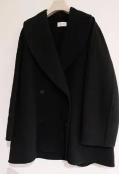 THE ROW ザロウ コットンウール ダブルブレスト ピーコート ブラック S THE ROW ザロウ コットンウール ダブルブレスト ピーコート