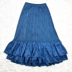 【美品】プリーツプリーズ ISSEIMIYAKE 裾シルクフリル ロングスカートのサムネイル