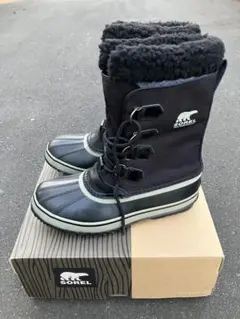 SOREL ナイロン カリブー US9 27cm ブラック 黒 ファー ブーツ