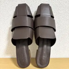 試着のみ★しまむら 陽 ilsolore 編み込み サンダル ミュール M 濃茶