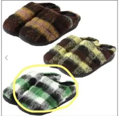 希少】新品 SUBU モヘア チェック サンダル ファー グリーン 緑 0