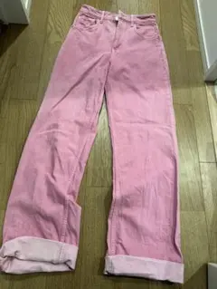 ZARA ピンク ワイドレッグデニム