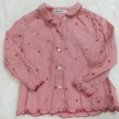 【美品】ファミリア 長袖シャツ 110サイズ 赤白チェック