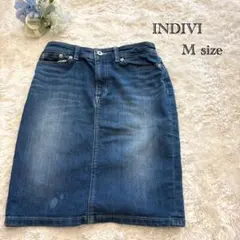 【INDIVI】デニムスカート ミディ丈 タイト Mサイズ