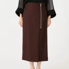 NOBLE PE/RY/W フロントジップタイトスカート ブラウン 36