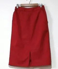 【イーハイフンワールドギャラリー】膝下タイトスカートウエストゴムレッド