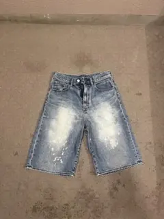 デニム ハーフパンツ ペイント加工