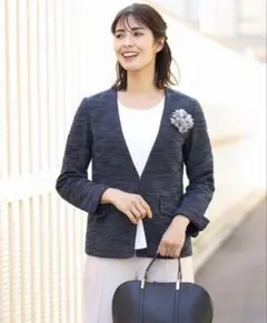 ツイード ノーカラーフォーマルジャケット