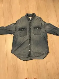 デニムシャツ 長袖 ボタン付き