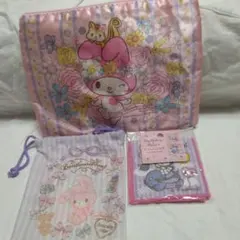 マイメロディ ポーチ 巾着 ハンカチ 3点セット