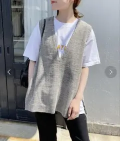 Spick & Span リネンツイード Vネックベスト