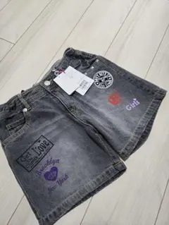 新品　ブルークロス スパイシーレーベル デニムショートパンツ 160ナルミヤ