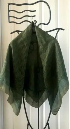 大判　ショール スカーフ　薄手　ストール カーキ色　エスニック　コットン100%