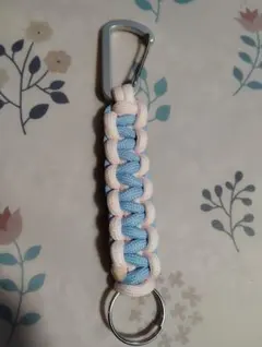 パラコード キーホルダー カラビナ ピンク 水色