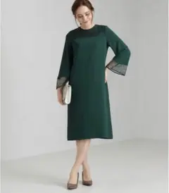 green label relaxing レース フレア スリーブ ワンピース