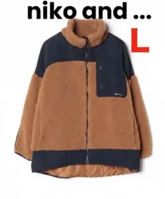 niko and... ボアジャケット アウター フリース オレンジ ネイビーＬ