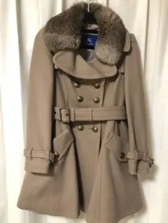 バーバリーブルーレーベル ラビットファー付きロングコート