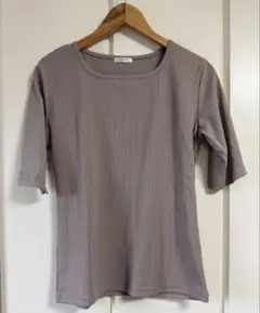 Honeys リブ 半袖Tシャツ スクエアネック　5部袖