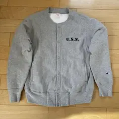 Champion U.S.N.プリント スナップカーディガン L USA製　レア
