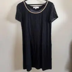 フォーマル トップス レース 黒 花柄 膝上丈