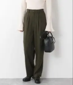 [タグ付き新品] タックパンツ カーキ