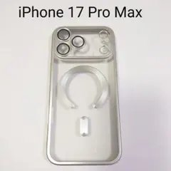 iPhone17ProMax クリア×シルバーフレーム スマホケース　マグセーフ