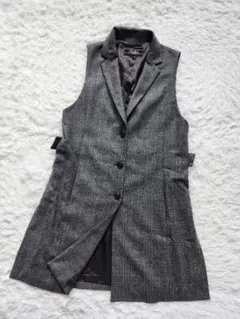 【美品】lelian レリアン　ロングジレ　チェック　　ベスト