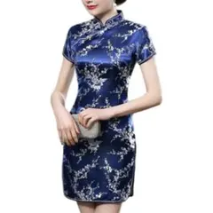 チャイナドレス　ブルー・青　Sサイズ