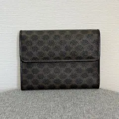 【美品】セリーヌ 三つ折り財布 ウォレット ブラック系 マカダム柄 cw498