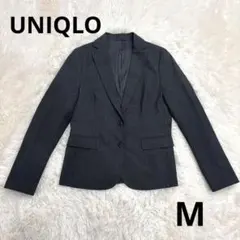 ユニクロ　テーラードジャケット　ダークグレー　グレンチェック　M