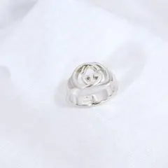 GUCCI リング シルバー925 インターロッキング GG ティアドロップ 
