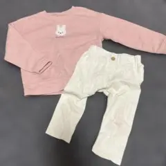 ウサギ刺繍トレーナー 80 パンツセット