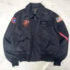 極美品 アルファインダストリーズ フライトジャケット ワッペン ブラック XL