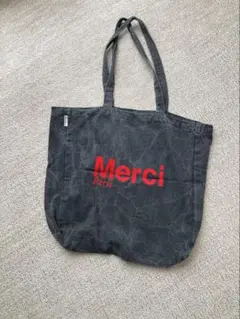 Merci トートバッグ グレー ロゴ入りのサムネイル