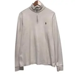 POLO ラルフローレン ハーフジップトレーナー　刺繍ポニーロゴ　グレー　S
