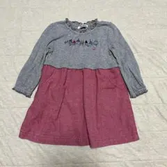 ファミリア　長袖ワンピース　90cm 刺繍　女の子　　ミキハウス　ベビー