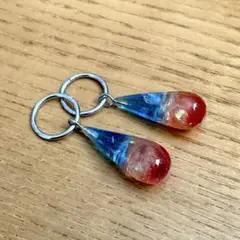 フープピアス 青とオレンジ