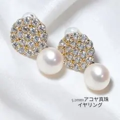 A⑫照り良好！5.2mm アコヤ真珠 イヤリング 本真珠 上品 フォーマル