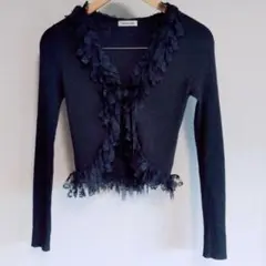 【美品】style com 長袖カーディガン ラメ レース 黒のサムネイル