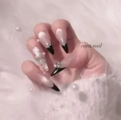 «Ｎｏ.6»フレンチネイル ロングネイルチップ ドットネイル