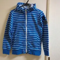 adidas ブルーストライプ フード付きトレーナー Lサイズ