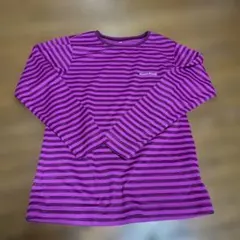 mont-bell 長袖Tシャツ 紫と黒のストライプ　ピンク
