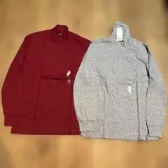 UNIQLO 赤　グレー　長袖カットソー　2点セット SIZE M