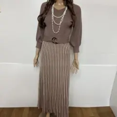 オリーブデオリーブ　大人気デザインニットロングワンピース マキシワンピース