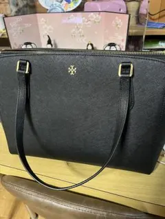 トリーバーチ ブラックトートバッグ 合成皮革