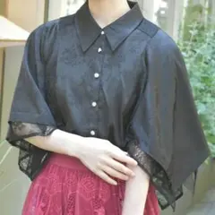 【5日までセール中】ケープ風ジャカードブラウス チャイナ風 柄