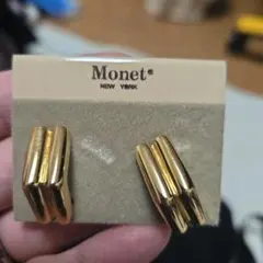 MONET　モネ　イヤリング　四角い　大ぶり　ゴールド　ヴィンテージ