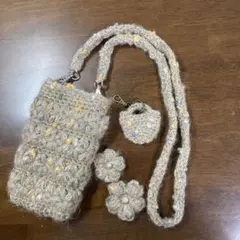 手編みの　スマホショルダーポーチ　NO1